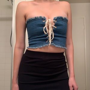 Jean Zipper Crop Top